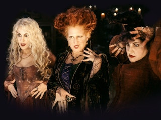 The Sanderson Sisters from a scene in Hocus Pocus.