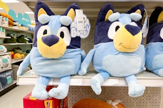 bluey plush pillow buddy sitting on a target shelf