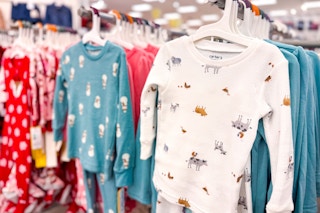 carter's pajama sets sitting on a target shelf