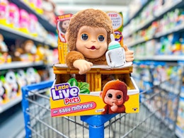 Little Live Pet Money on edge of Walmart shopping cart