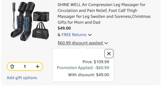 leg massager Amazon receipt