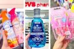 collage image of febreze air freshener, crest mouthwash, and venus razors