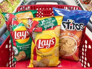 3 full size bags of chips in Target shopping cart