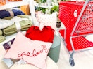 threshold valentine's day pillows in front of parked target cart