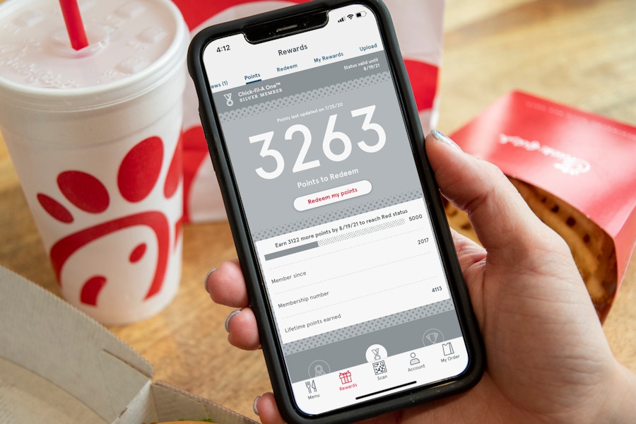 Chick-Fil-A points on the chick-fil-a app.