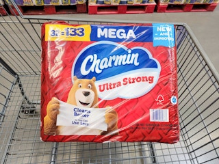 charmin ultra strong mega rolls in a cart