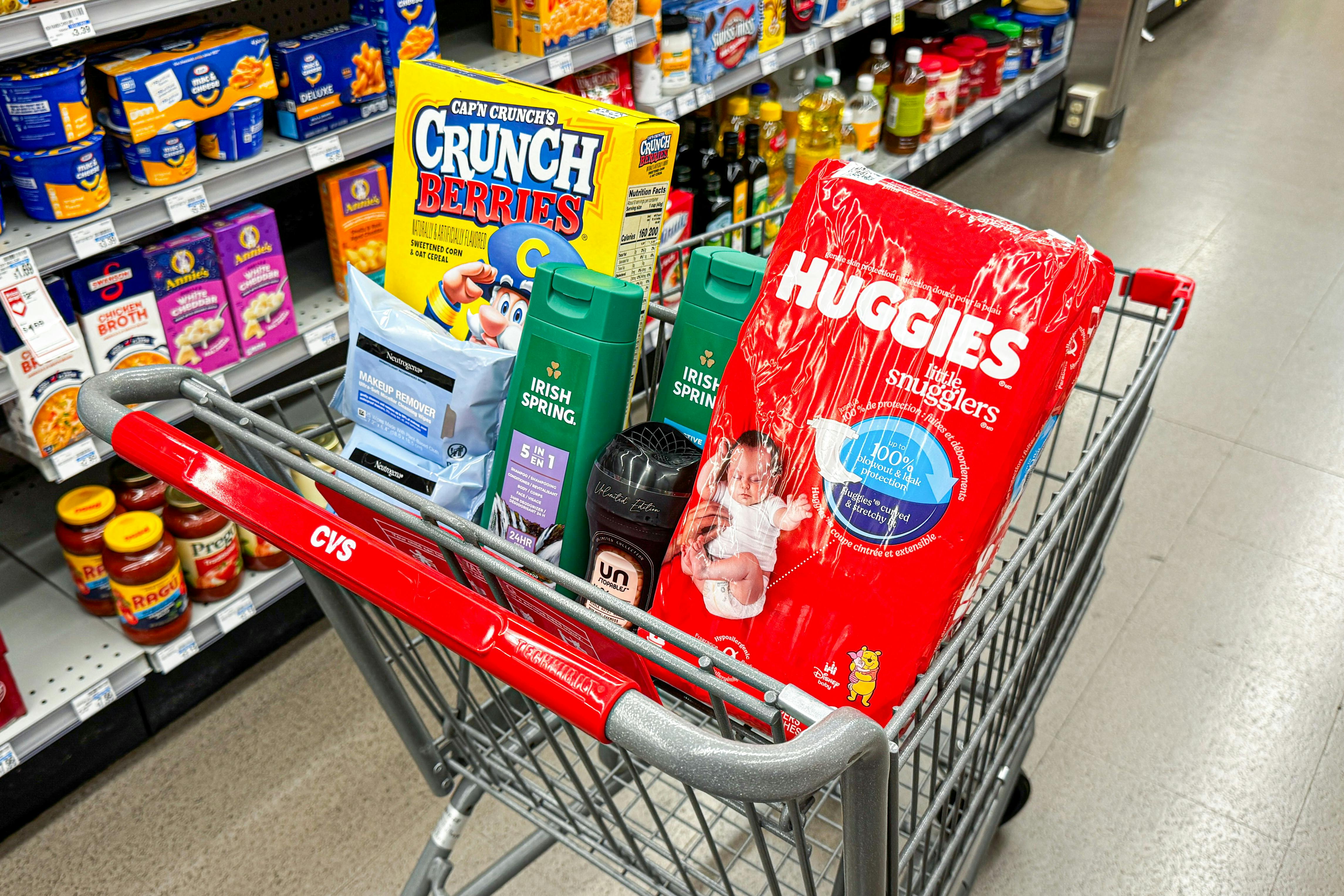 CVS shopping cart filled with products