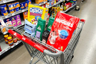 CVS shopping cart filled with products