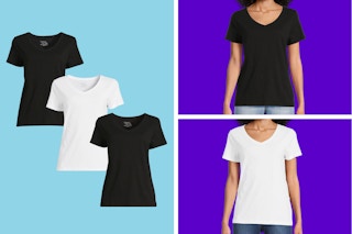 Black and White Time and Tru V-Neck Tee 3-Pack: 3 different stock images