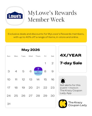 MyLowe's Member Week predicted dates for May 2026