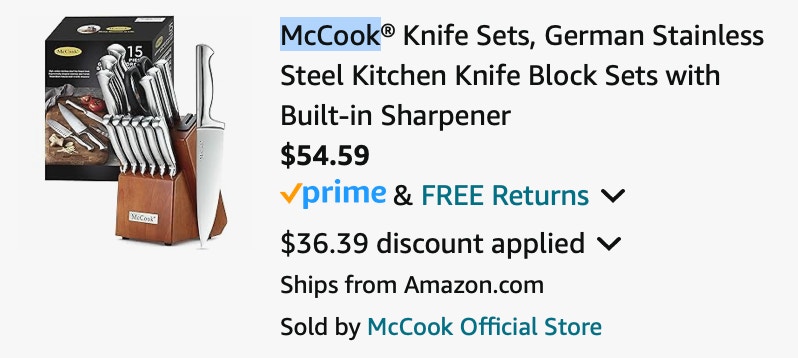 McCook Knife Sets, German Stainless Steel