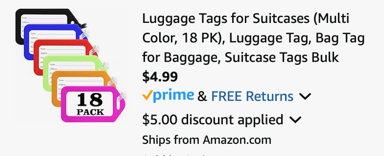 sodsay Luggage Tags for Suitcases (Multi Color, 18 PK),