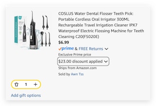 water flosser in cart