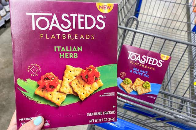 Toasteds Flatbreads Crackers, $0.98 at Walmart — Save 72% card image