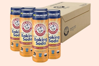 arm hammer baking soda on neutral background