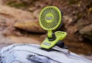 green and black clamp fan