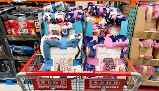 blanket in a cart at costco