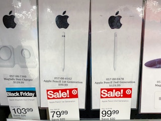 sale tags on Apple Pencils at Target