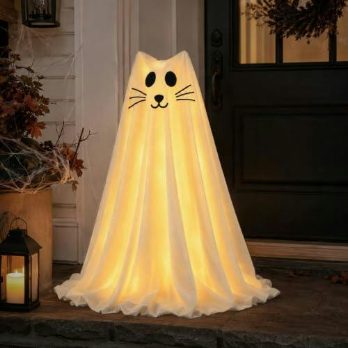 Spooky Ghost Halloween Cat Decor