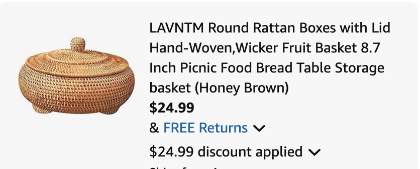 rattan basket Amazon receipt