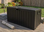 a deck box outside on a deck