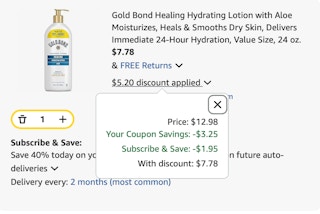 Gold Bond Amazon receipt