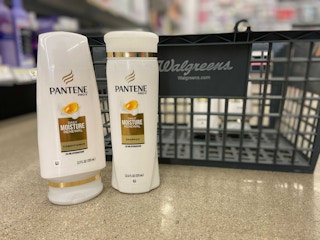 bottles of pantene shampoo and conditioner