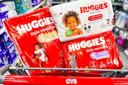 huggies diapers in a cvs cart