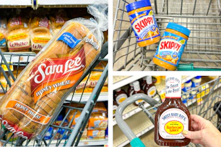 bread peanut butter bbq sauce collage