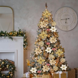Artificial Poinsettia Tree Decor