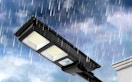 a solar street light at night
