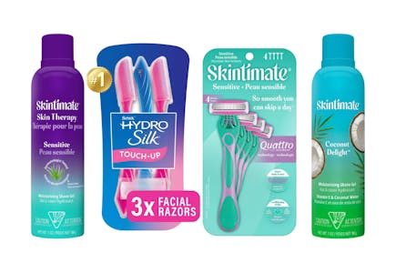2 Schick Razors + 2 Skintimate Gels