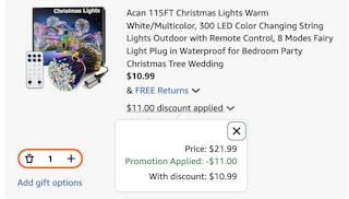 Christmas Lights Amazon receipt