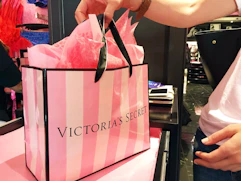 victorias secret shopping bag on counter