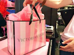 victorias secret shopping bag on counter