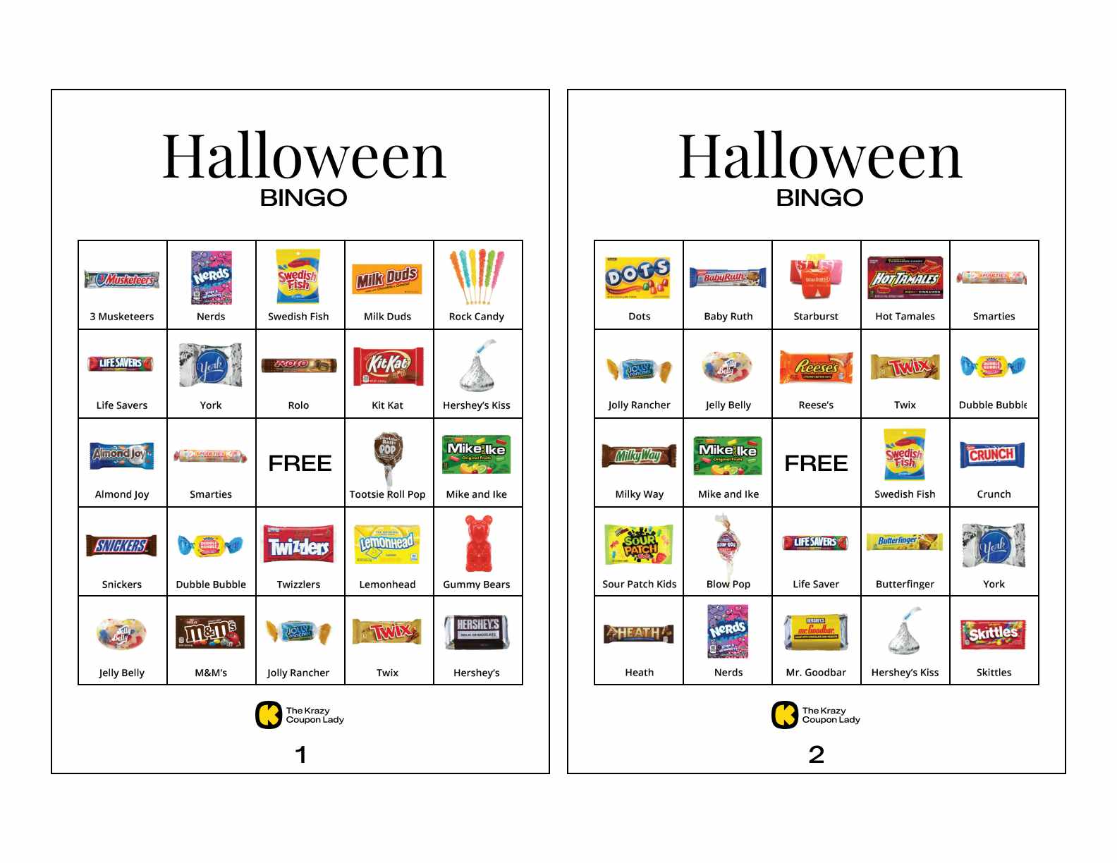 Halloween Bingo Printables Candy Set