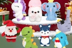 crochet animals being displayed