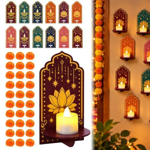 Diwali Lotus Candle Holder Set