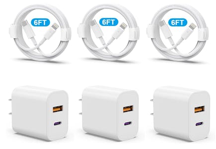 iPhone Charger and Block 3-Pack