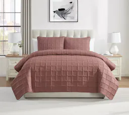 Solid Square Textured Quilt Set