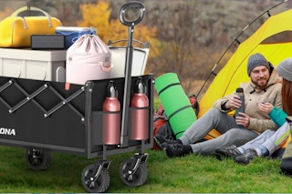 360 pound capacity Wagon Cart Foldable, Lightweight Portable Utility Shopping Cart with Wheels for Grocery, Camping, Shopping, Beach, Sports