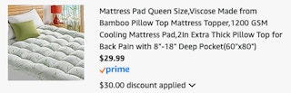 Mattess pad Amazon receipt