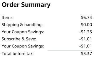 an amazon order summary ending in $3.37
