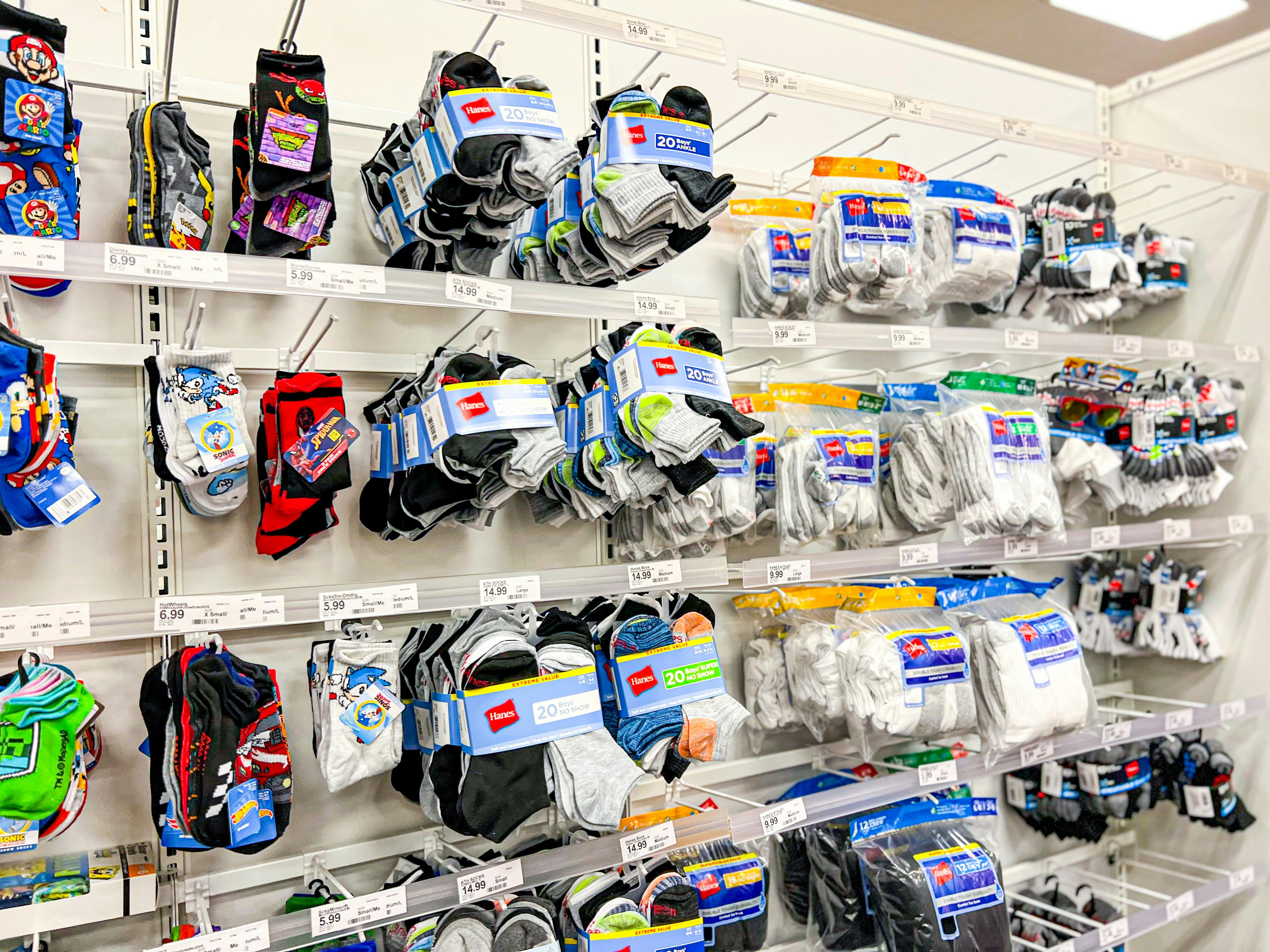 kids socks packs sitting on target shelves