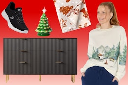 Furniture, throw blanket, Snoopy sweatshirt, Women's Sketchers and more