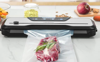 a vacuum sealer sealing in food