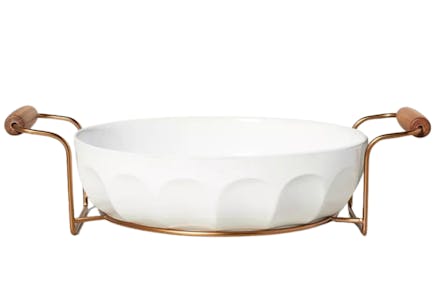 Magnolia Fluted Stoneware Baking Dish With Cradle