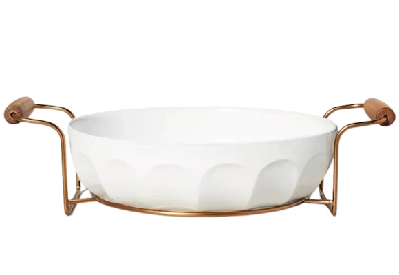 Magnolia Fluted Stoneware Baking Dish With Cradle