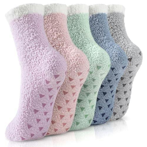 Women's Fuzzy Slipper Socks 5-Pack