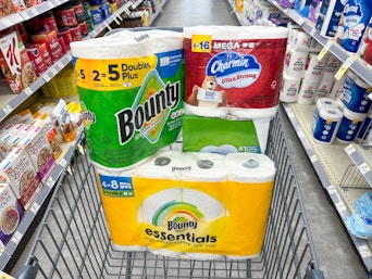 bounty charmin puffs in walgreens cart
